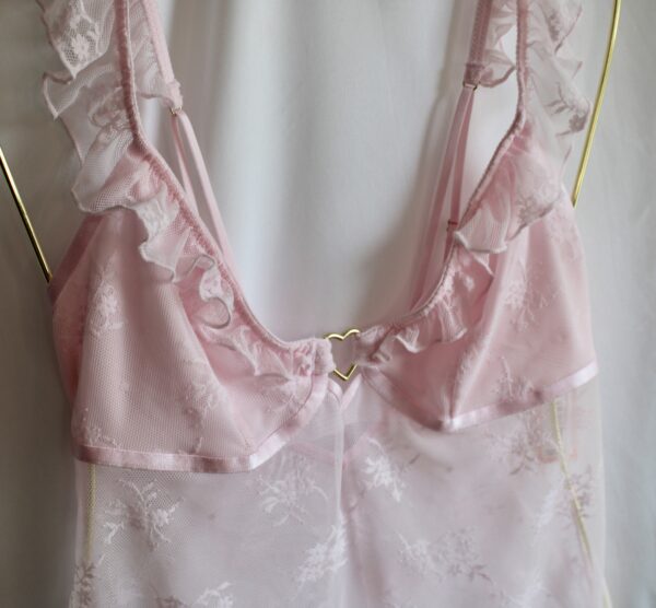 Colsie Pink Lace Bodysuit with Heart Detail -S - Image 2