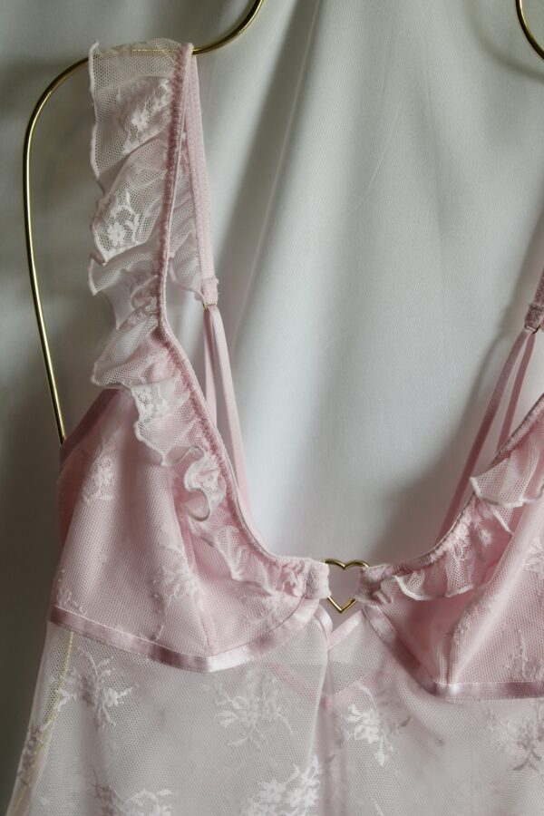 Colsie Pink Lace Bodysuit with Heart Detail -S - Image 5