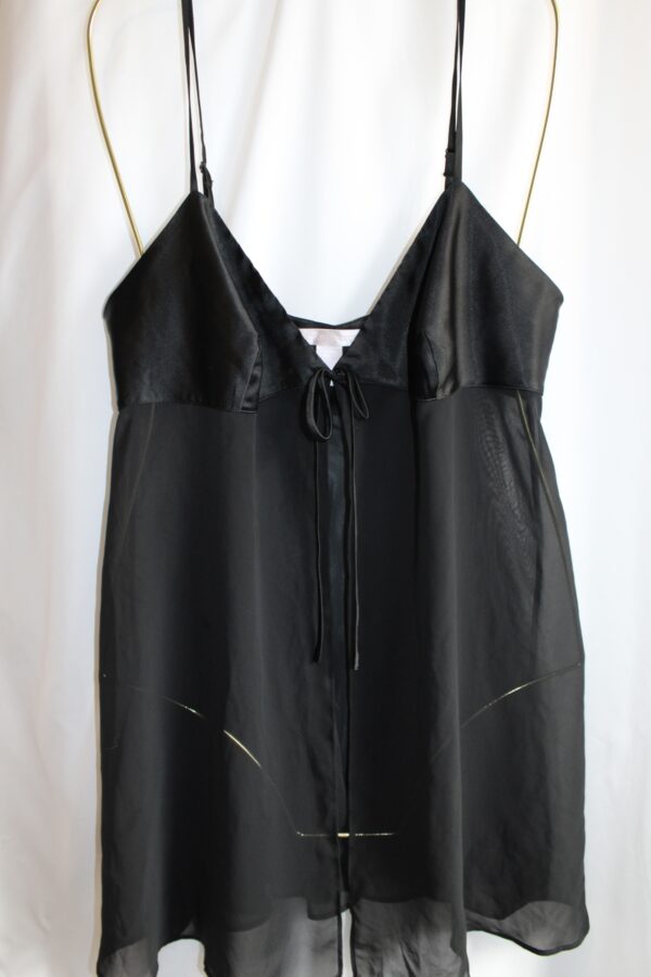 Victoria's Secret Black Mesh Babydoll with Satin Tie - M