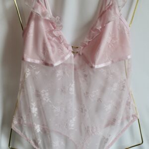 Colsie Pink Lace Bodysuit with Heart Detail -S