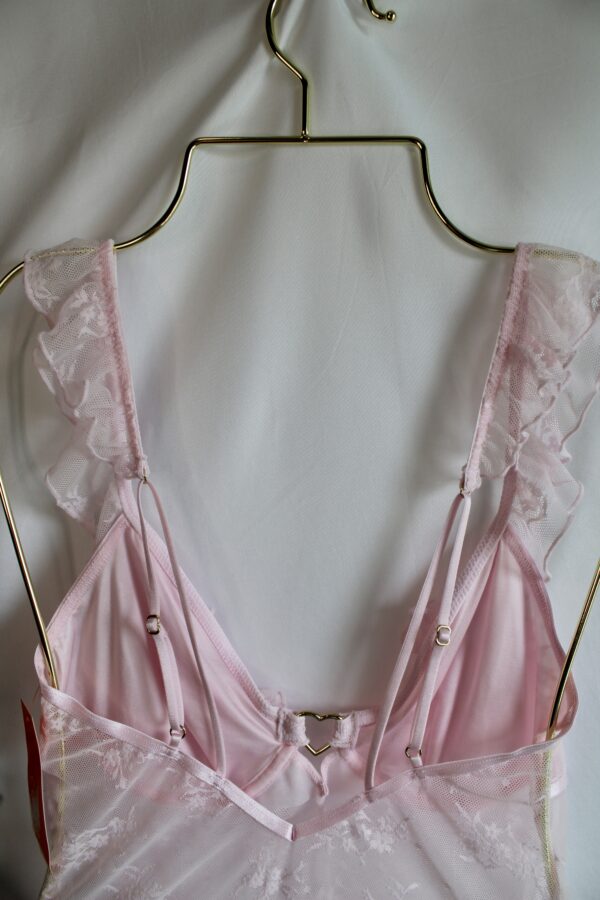 Colsie Pink Lace Bodysuit with Heart Detail -S - Image 3